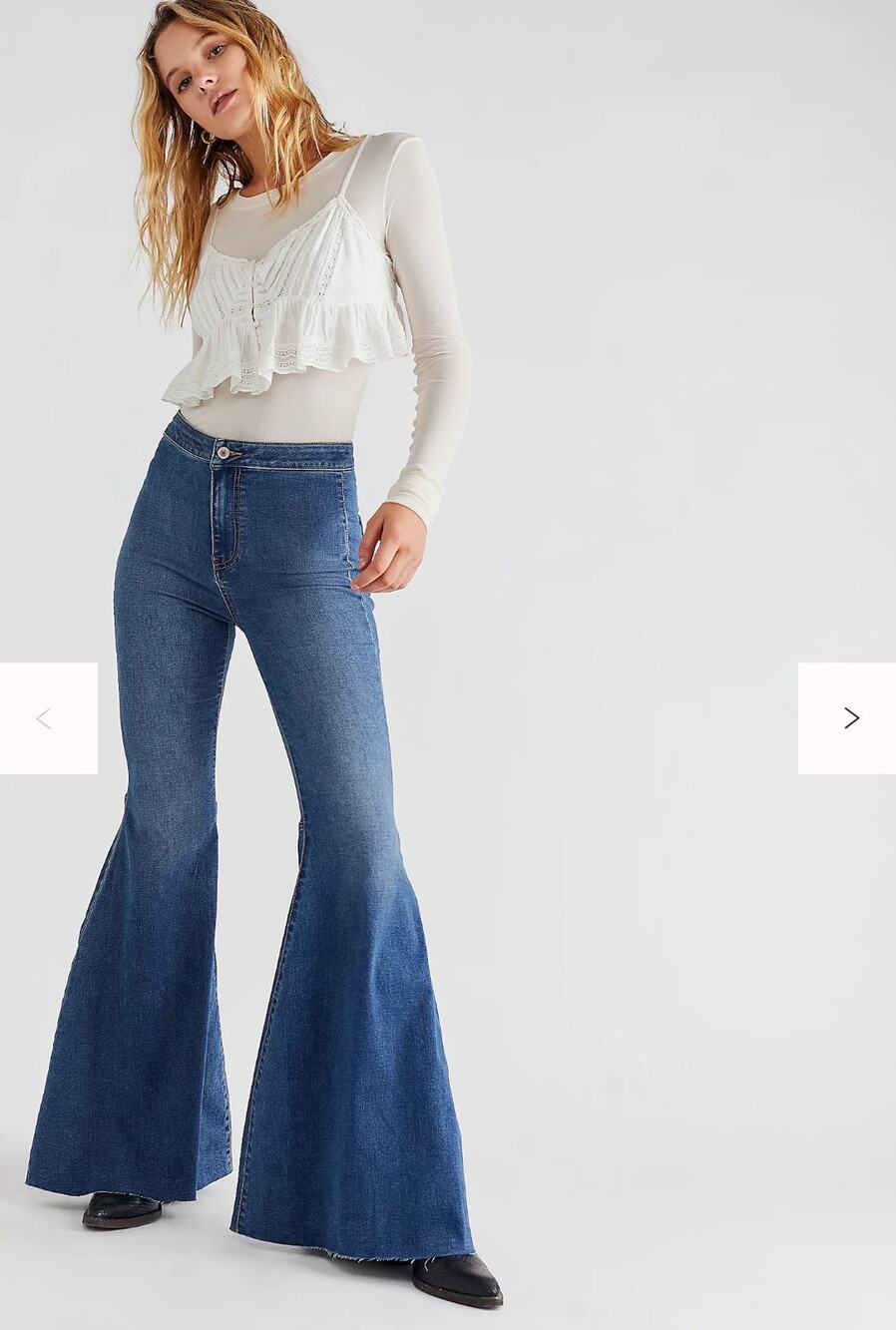 Free People Just Float On Flare Jeans Size 26 Medium Wash High Rise Bell Bottoms